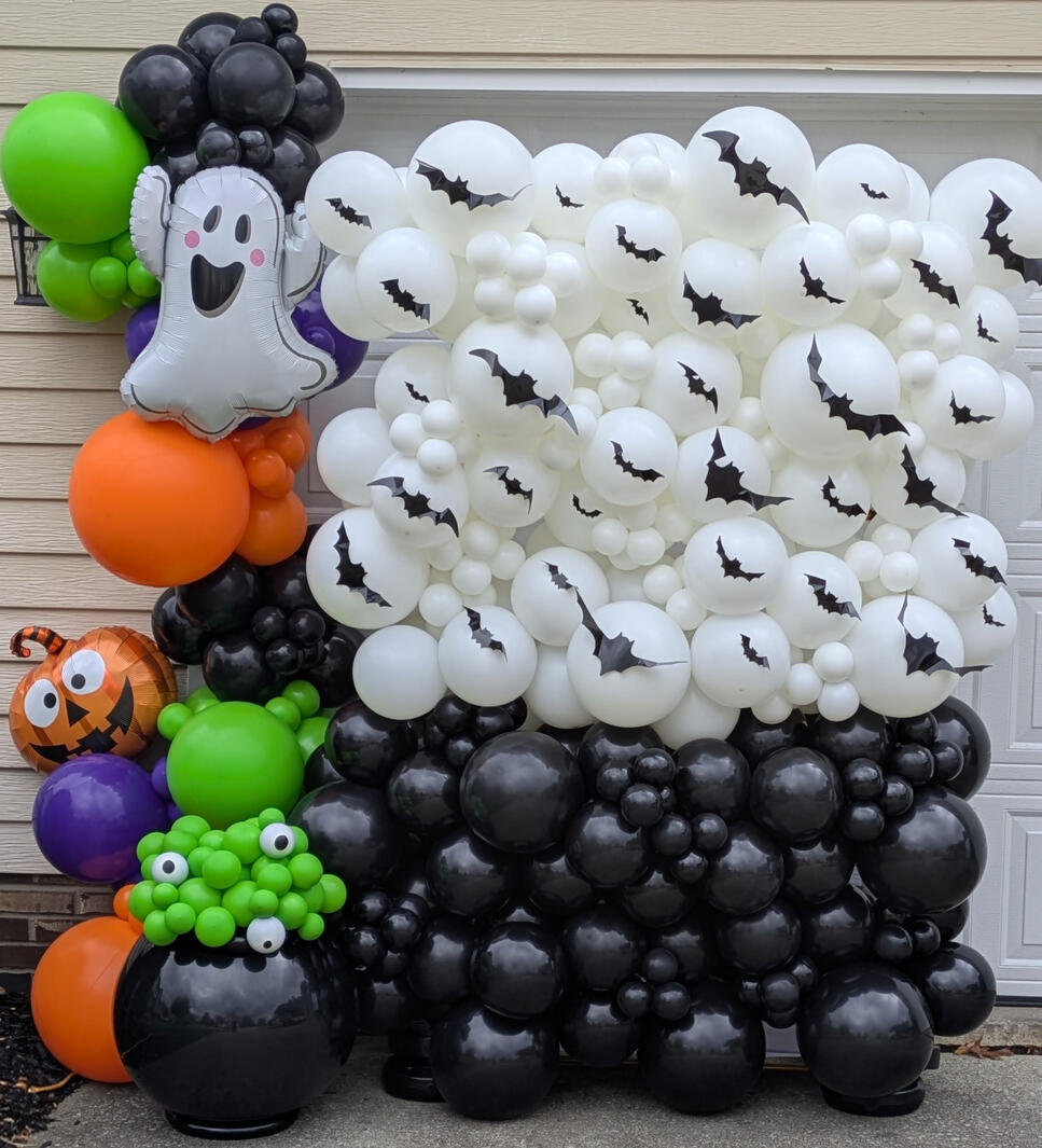 Halloween Balloon Garland and Balloon Wall with Bats Halloween Balloon Garland and Balloon Wall with Bats